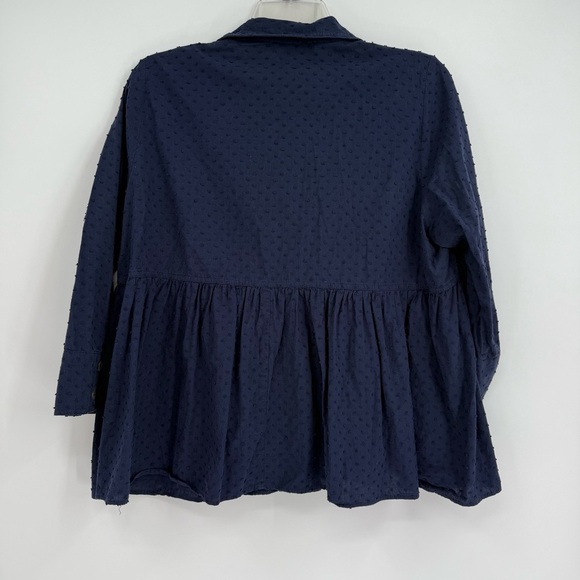 Pomander Place Tuckernuck Scarlett Top Womens Large Blue Swiss Dot Button down - Picture 7 of 10